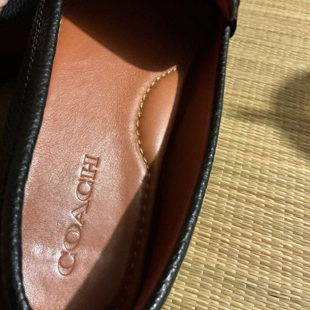 Coach Women Crosby Leather Loafers Driver MOCS US 8B EU 38.5 Black Shoes Slip On